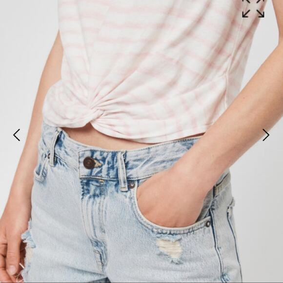All Saints Blush Pink Painted Stripes Carme Tee NWOT Medium - Picture 12 of 12